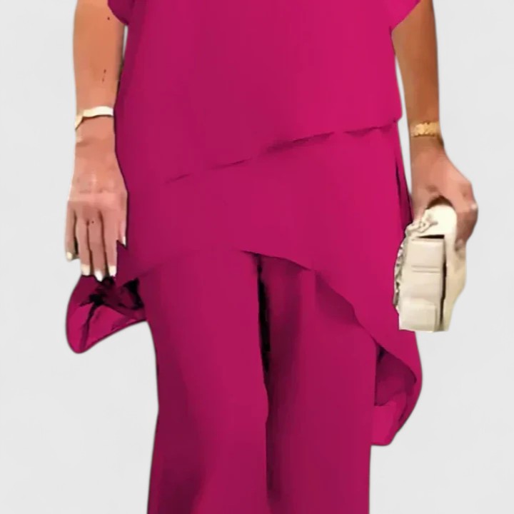 Short Sleeve Top and Wide Leg Pants Two Piece Set