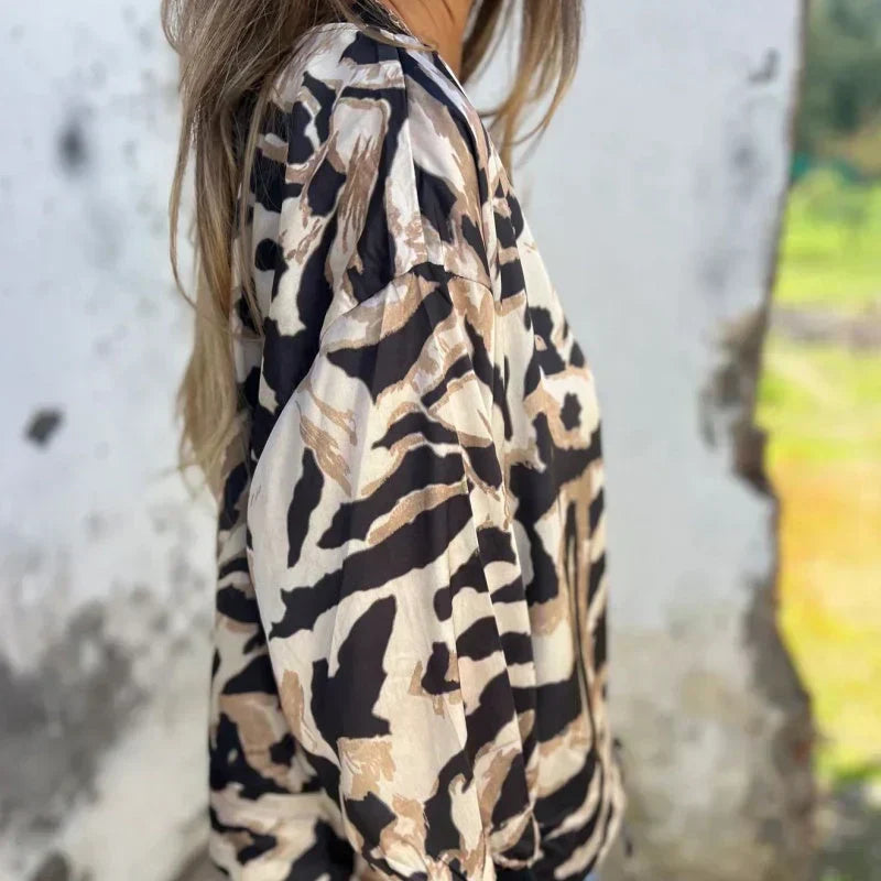 Animal Print Zip Front Bomber Jacket