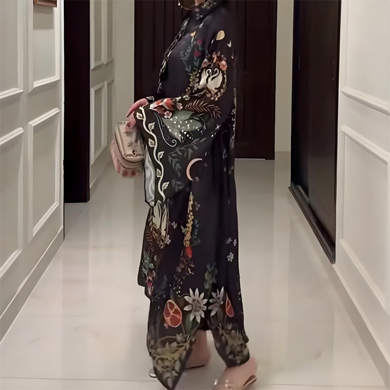 Floral Chiffon Long Sleeve Maxi Dress 6