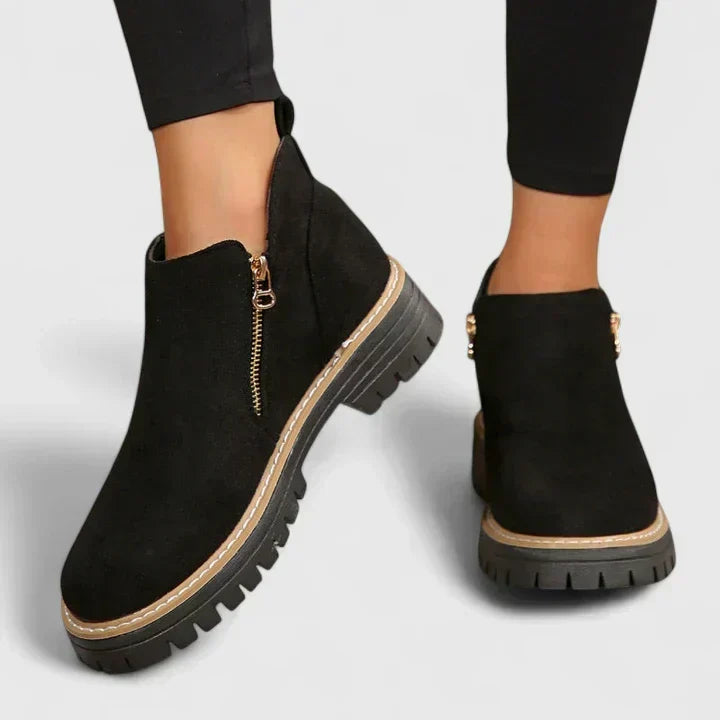 Side Zip Lug Sole Platform Ankle Boots