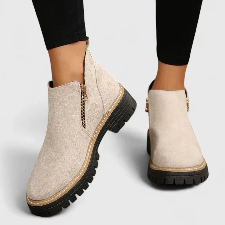 Side Zip Lug Sole Platform Ankle Boots