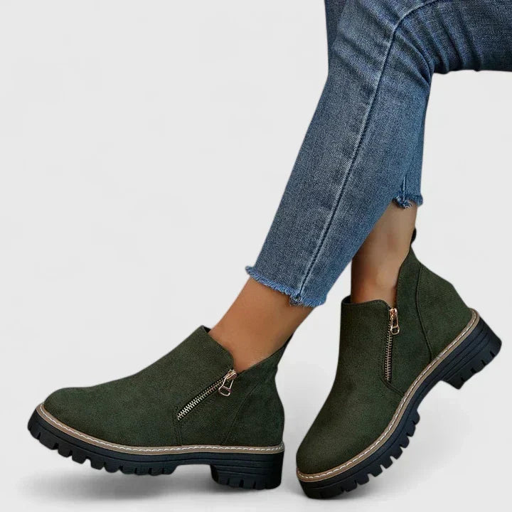 Side Zip Lug Sole Platform Ankle Boots