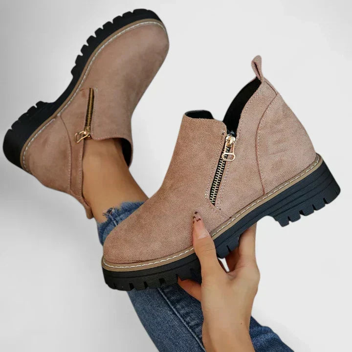 Side Zip Lug Sole Platform Ankle Boots