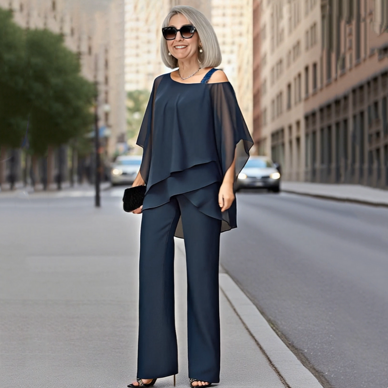 SARAH | Chiffon Top & Wide-Leg Pants 2-Piece Set