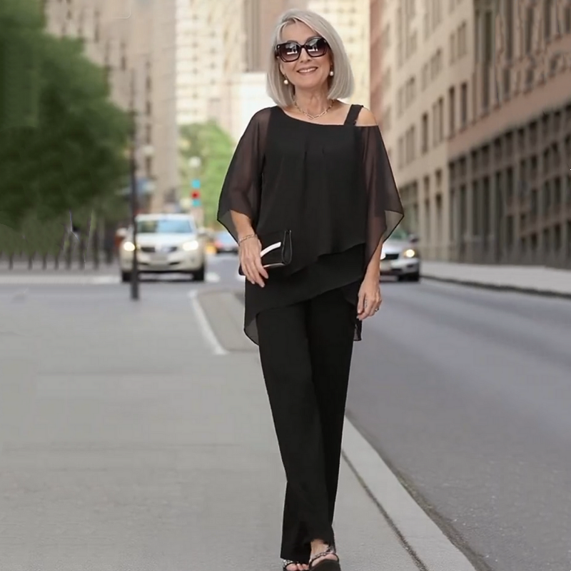 SARAH | Chiffon Top & Wide-Leg Pants 2-Piece Set
