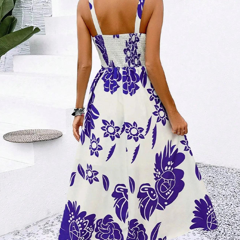 Floral Square Neck A-Line Midi Dress 7
