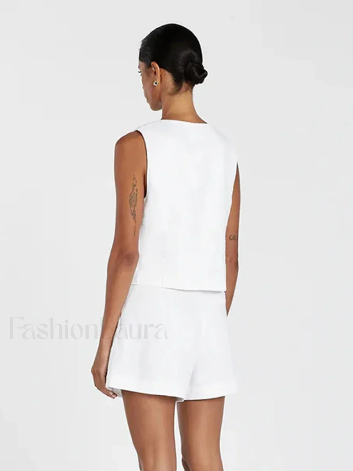 Square Collar Pajama Shorts Two Piece Set