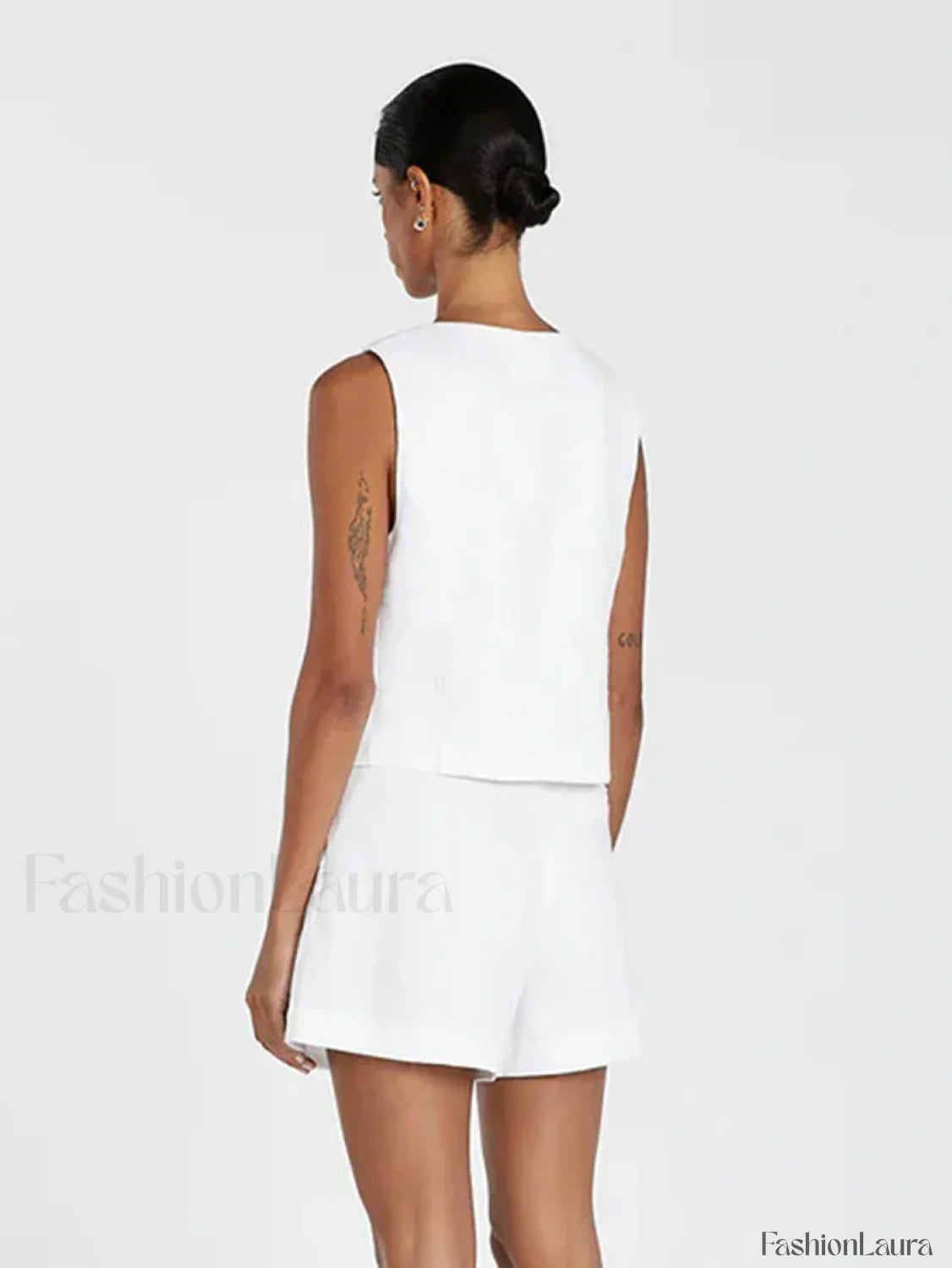 Square Collar Pajama Shorts Two Piece Set