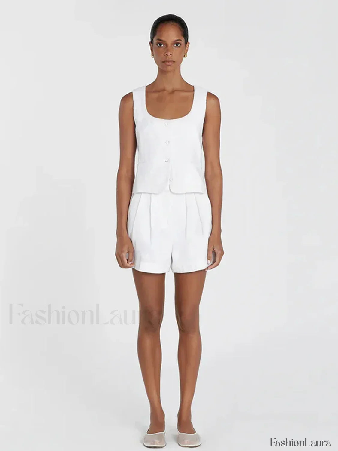 Square Collar Pajama Shorts Two Piece Set