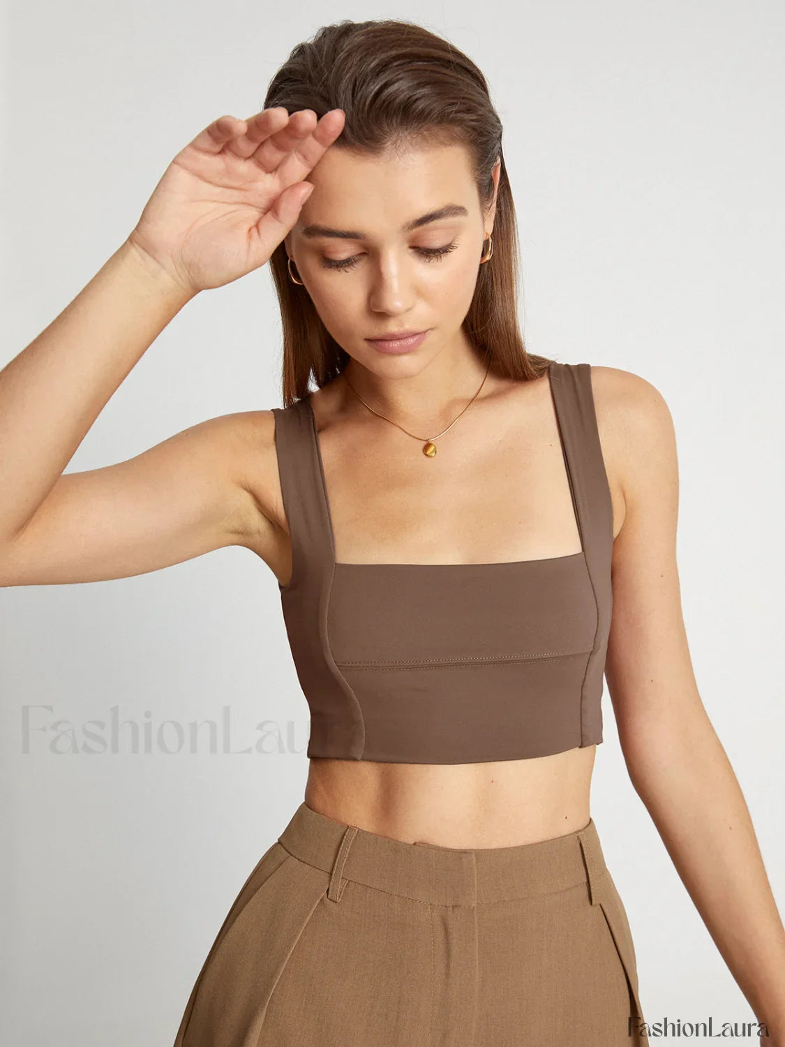 Square Neck Wide Trendy Strap Mini Tank Top
