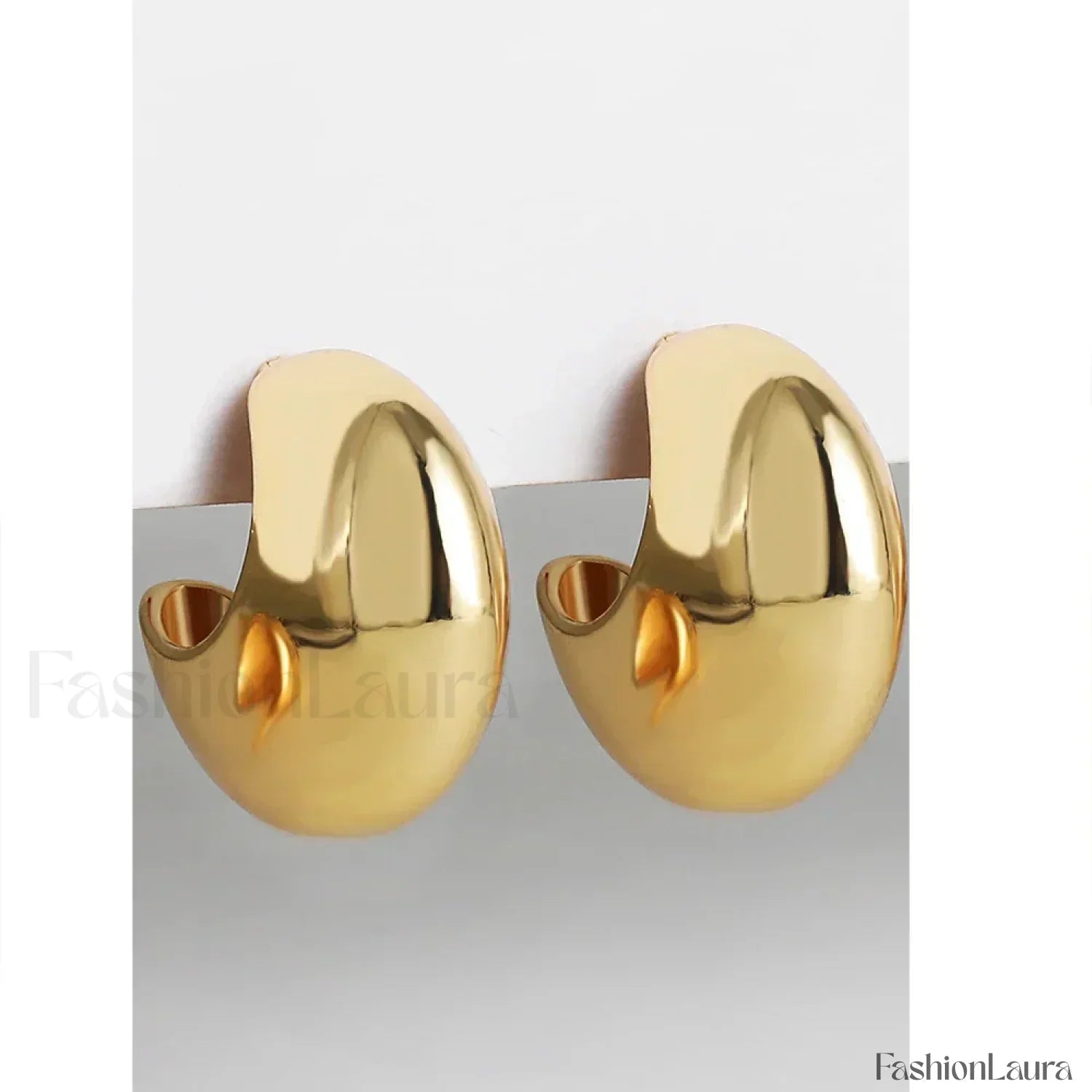 Stainless Steel Gold Plated Tear Drop Earrings Lightweight Smooth Metal Waterdrop Hoop Earring