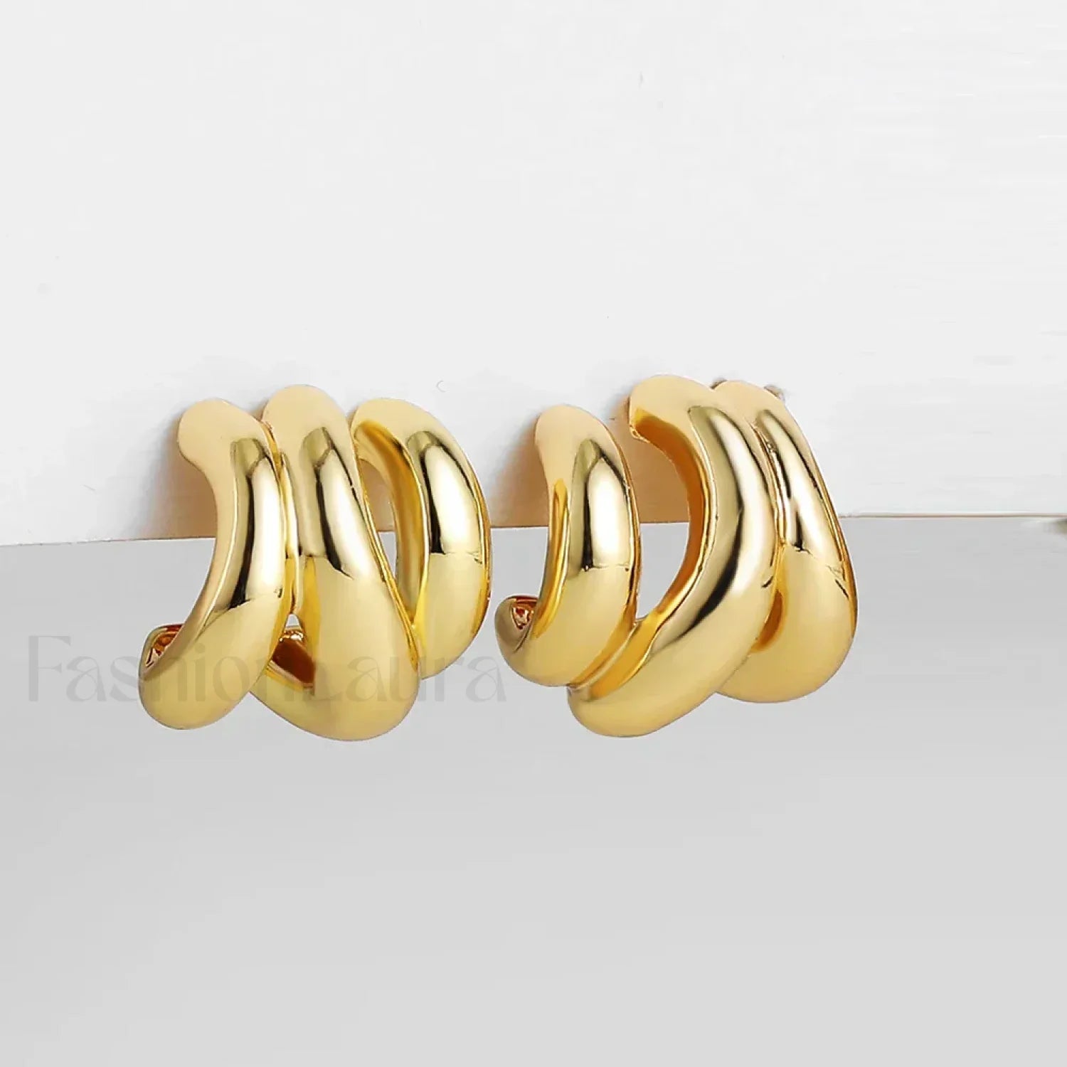 Stainless Steel Gold Plated Tear Drop Earrings Lightweight Smooth Metal Waterdrop Hoop Earring gold rings