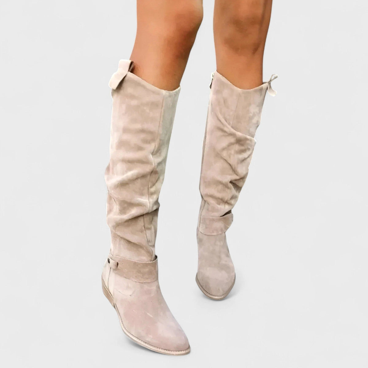 Slouchy Block Heel Knee High Boots