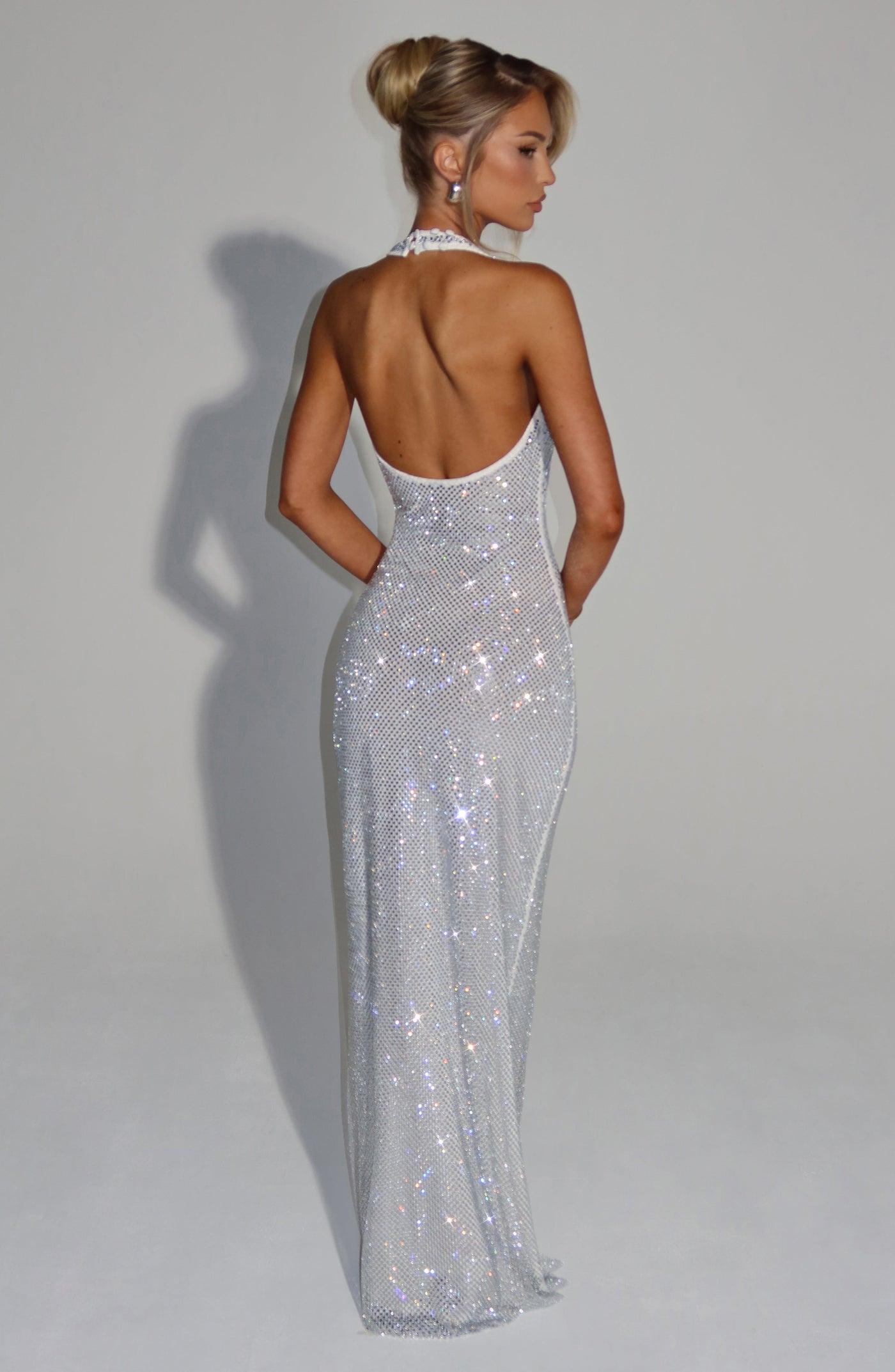 Sequin Deep V-Neck Halter Mermaid Maxi Dress 2