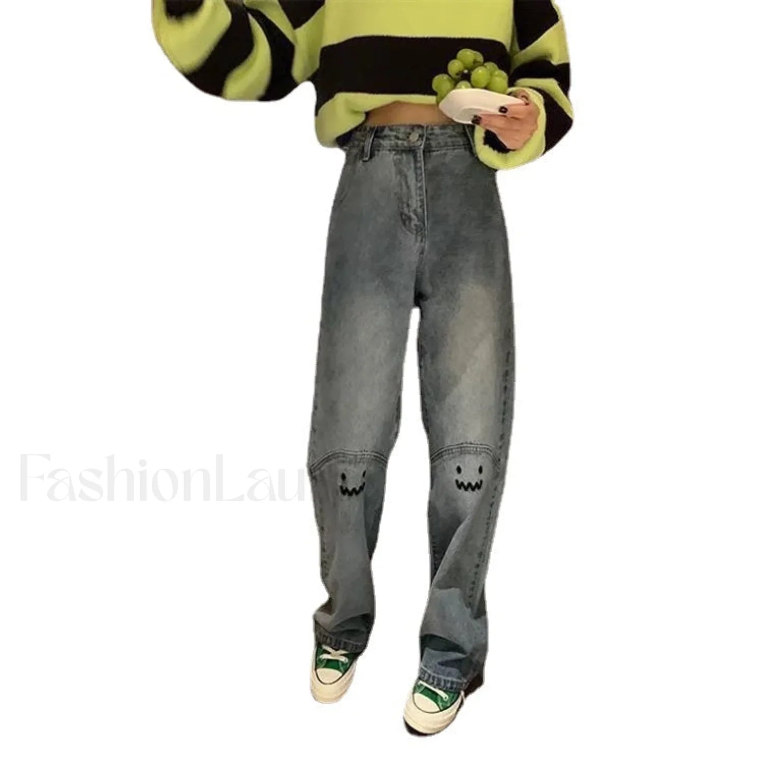 Straight High Waist Trendy Wide Leg Jeans