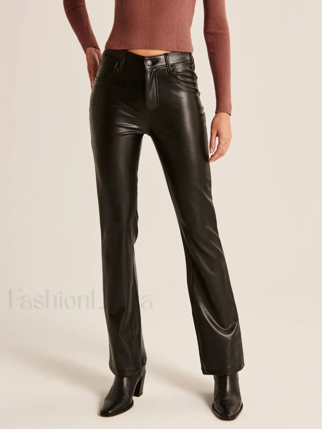 Straight Leg Graceful Faux Leather Pants