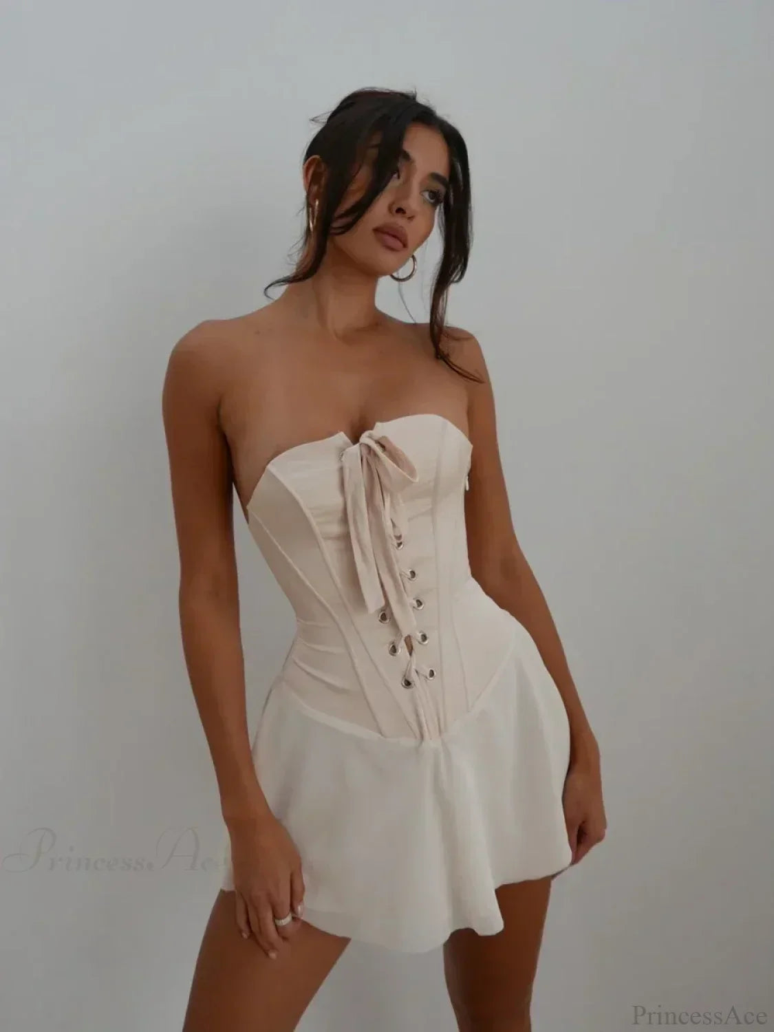 Strapless Bandage Lace-Up Mini Dress - View 5