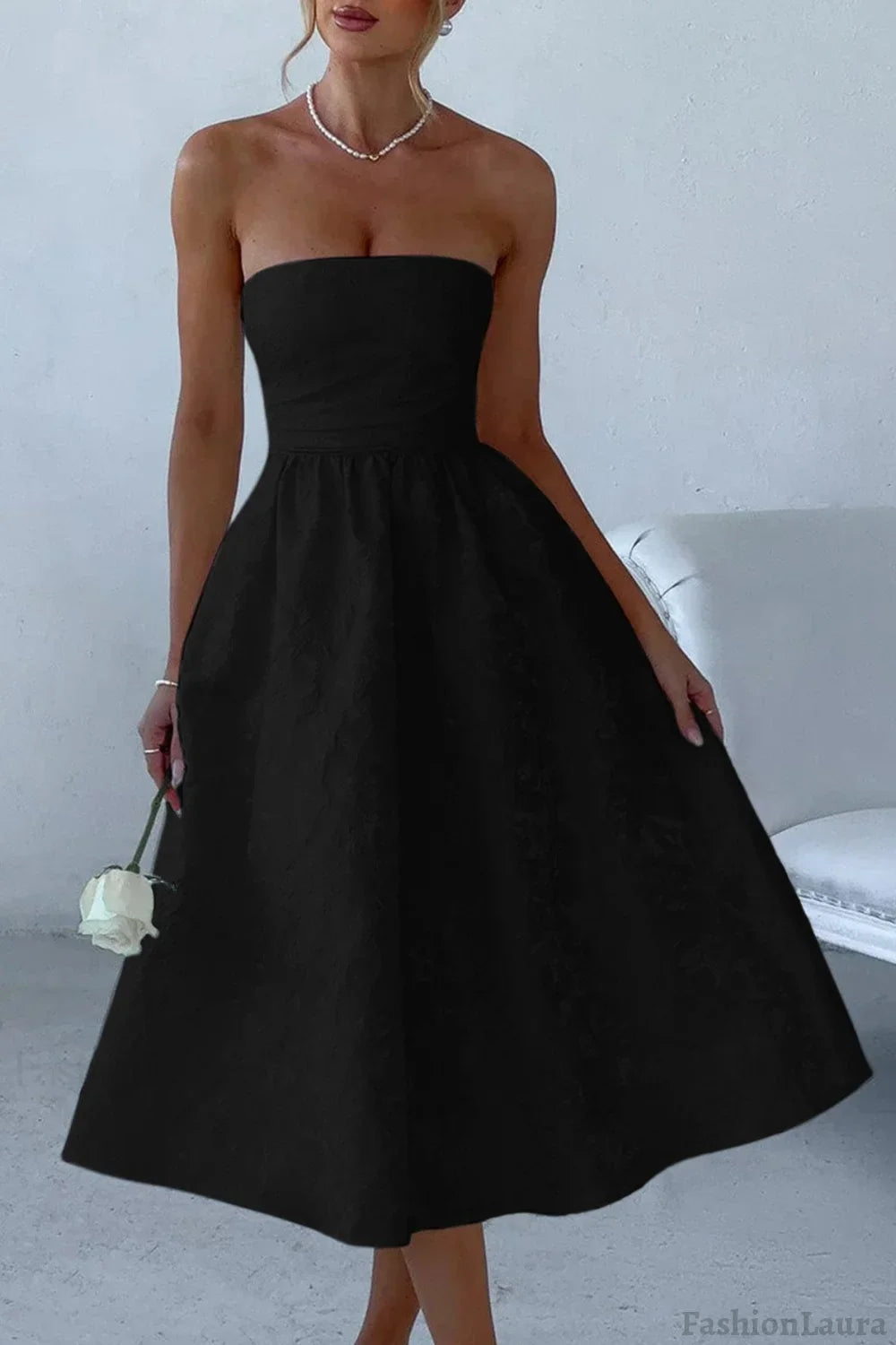 Strapless Elegant Party Dress XS / Black