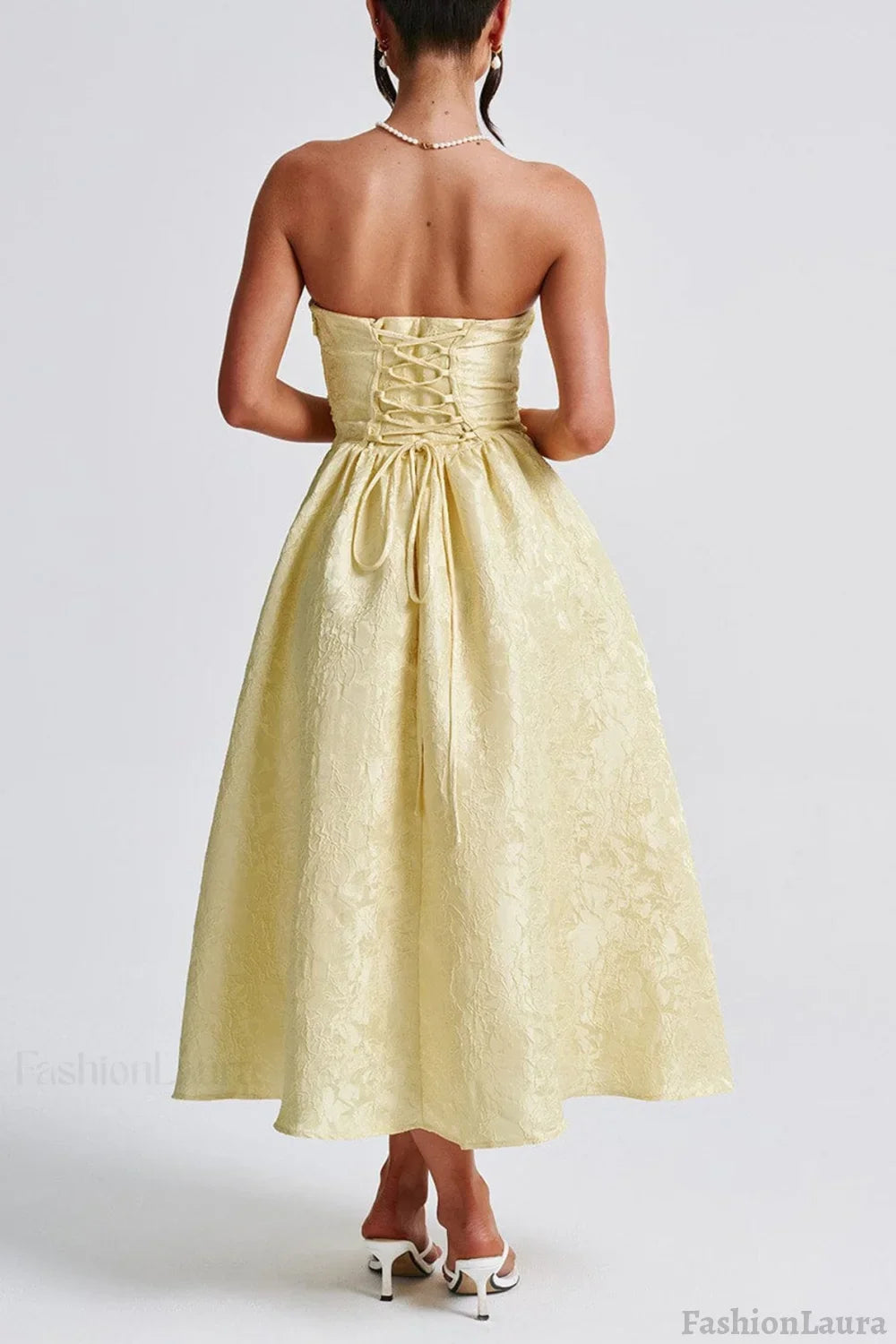 Strapless Elegant Party Dress XS / Yellow