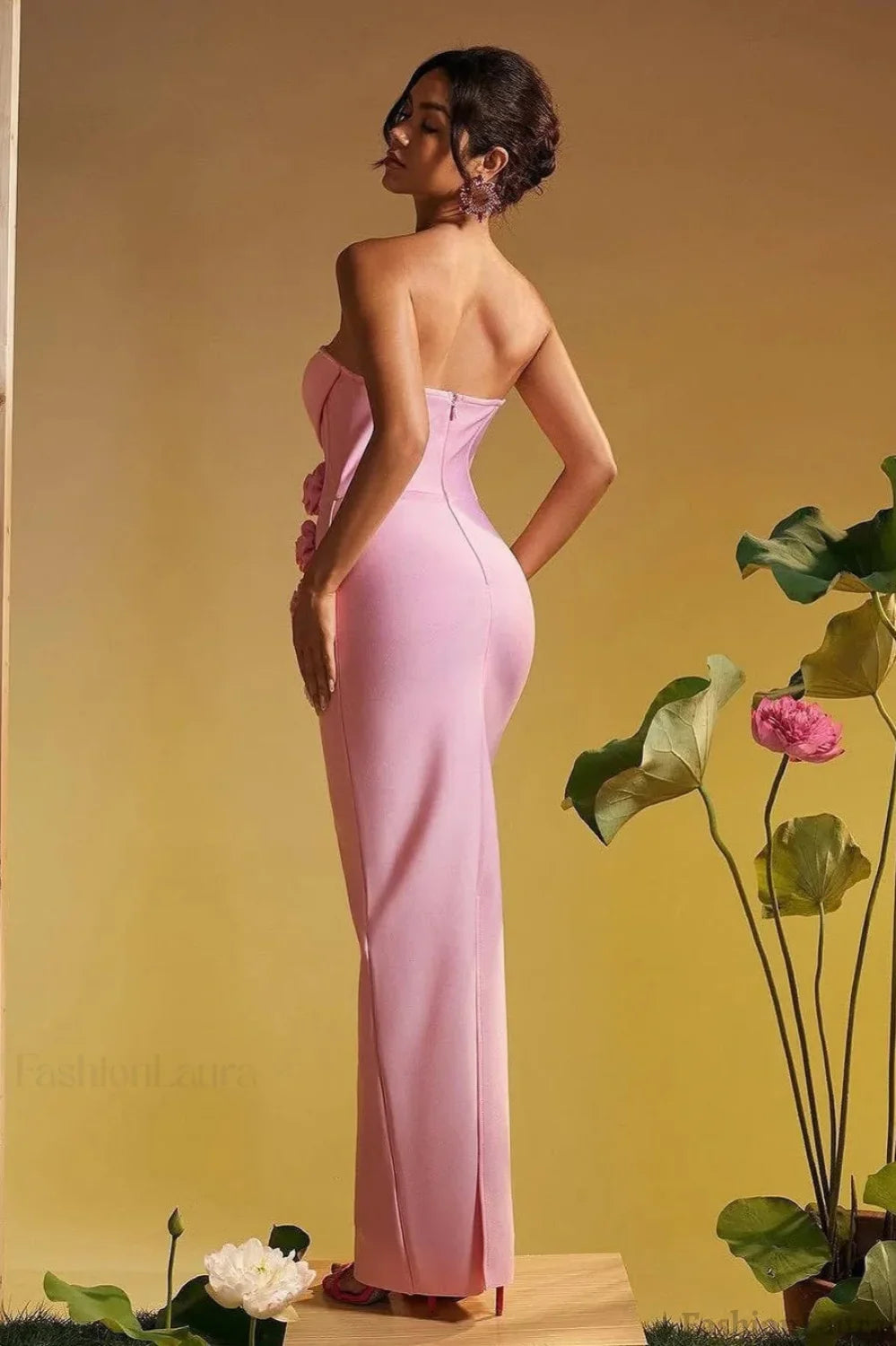 Strapless Floral Bandage Party Dress