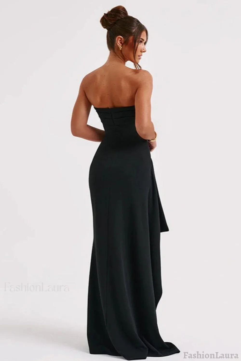 Strapless High Slit Maxi Party Dress S / Black