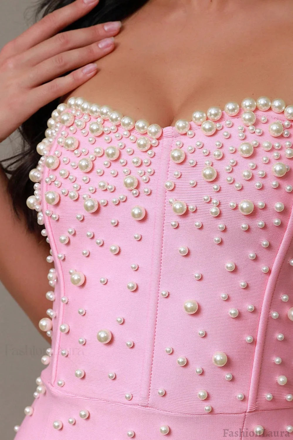 Strapless Pearl Bandage Party Dress