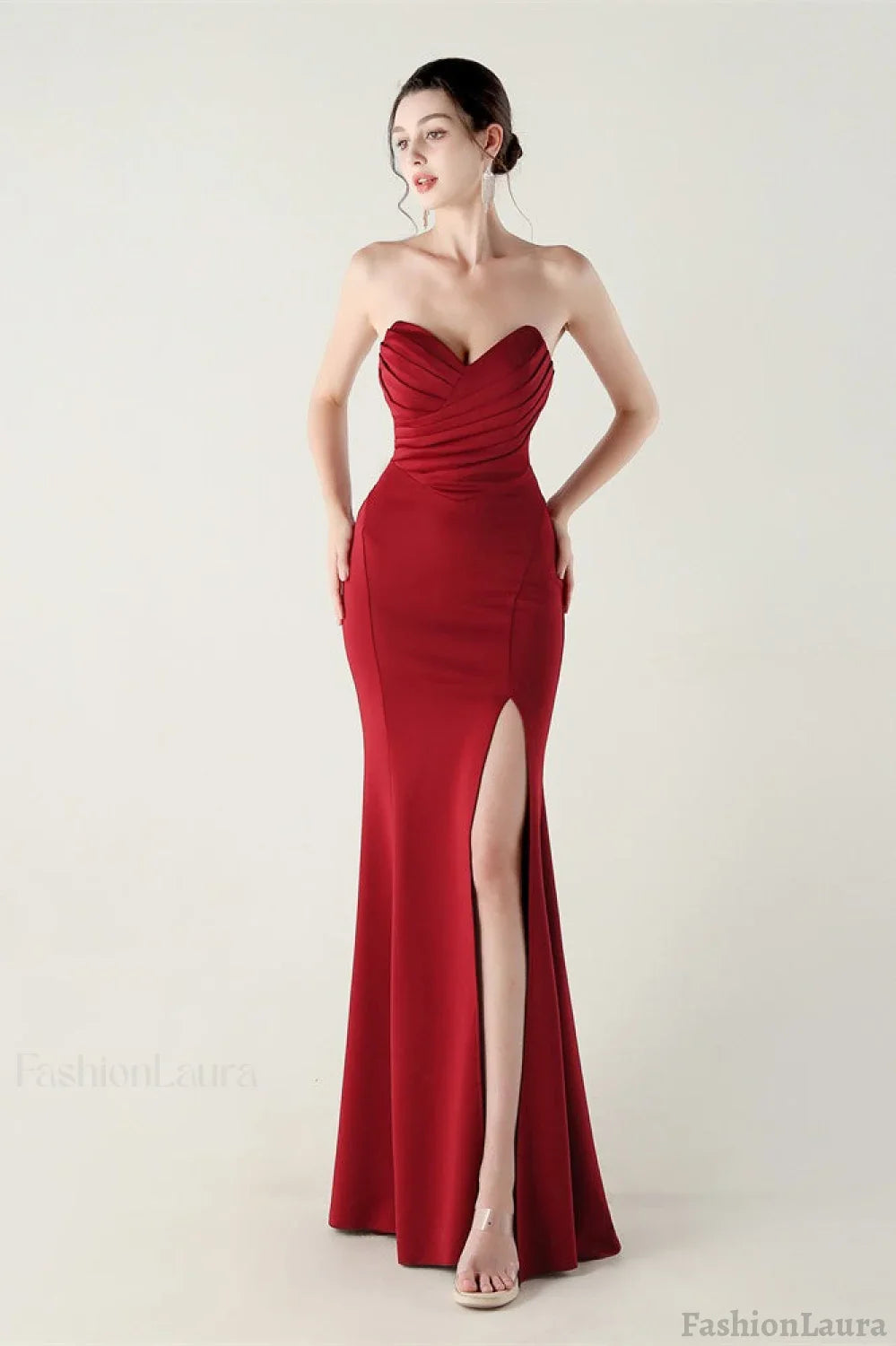 Strapless Sweetheart Pleated Party Dress