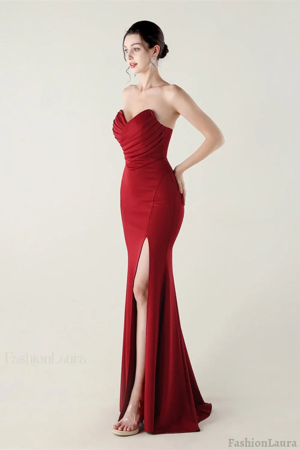 Strapless Sweetheart Pleated Party Dress
