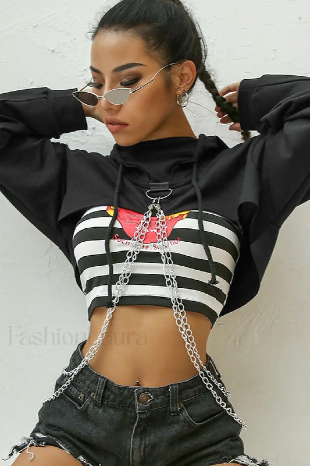 Street Style Chain Detail Hoodie