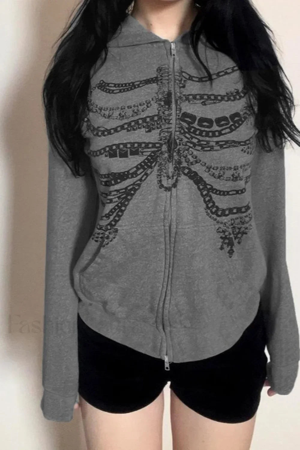 Street Style Chain Skeleton Hoodie