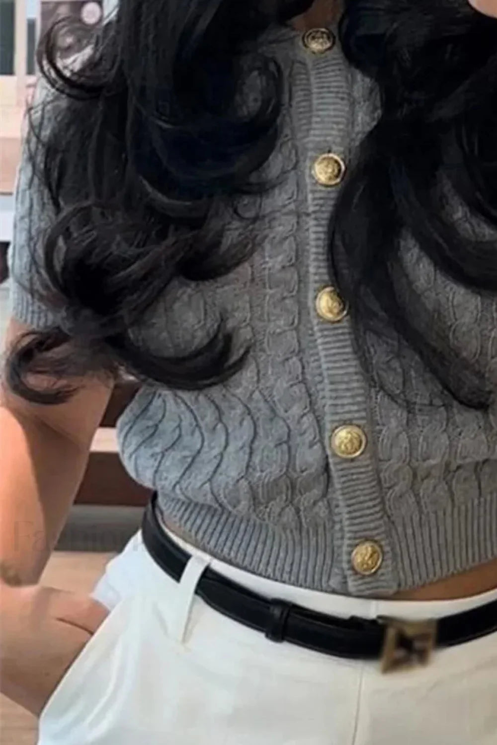 Striped Cable Knit Cardigan