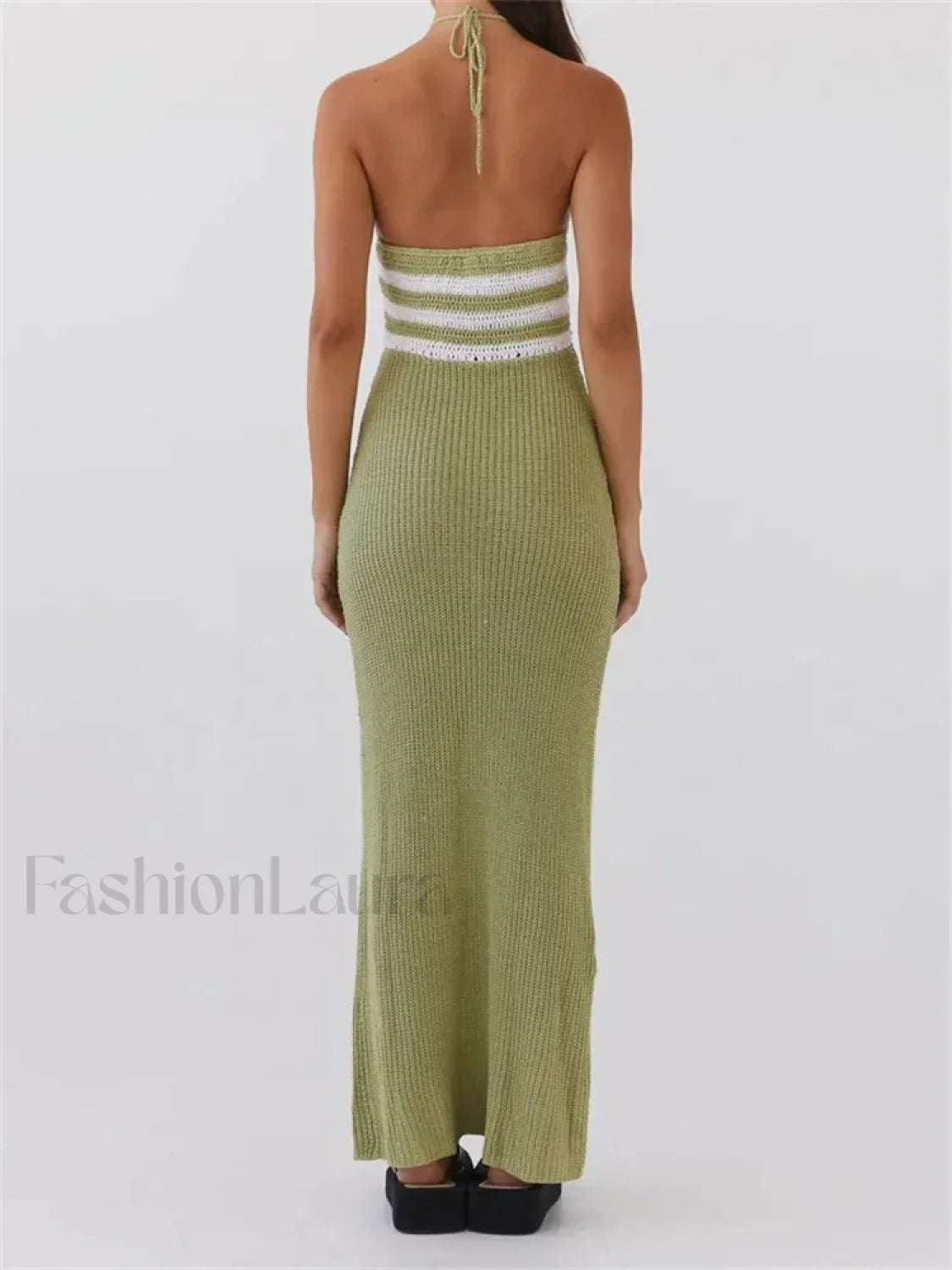 Striped Off Shoulder Patchwork Maxi Dress