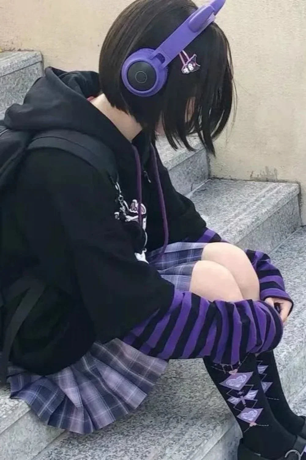 Striped Patchwork Y2K Hoodie