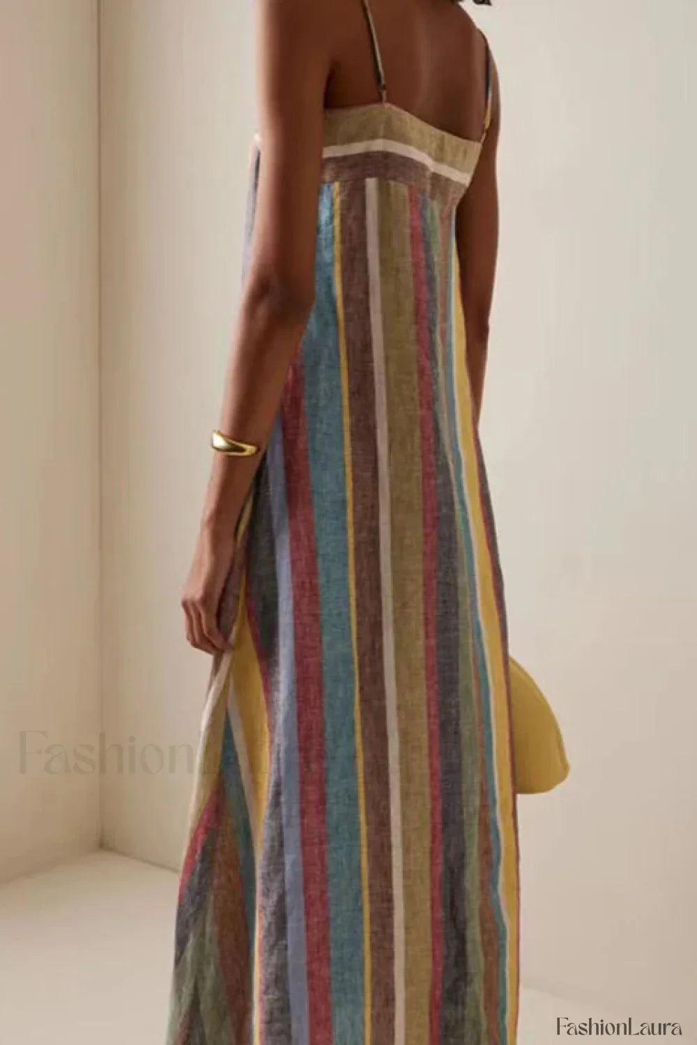 Striped Printed Strap Boho Dress