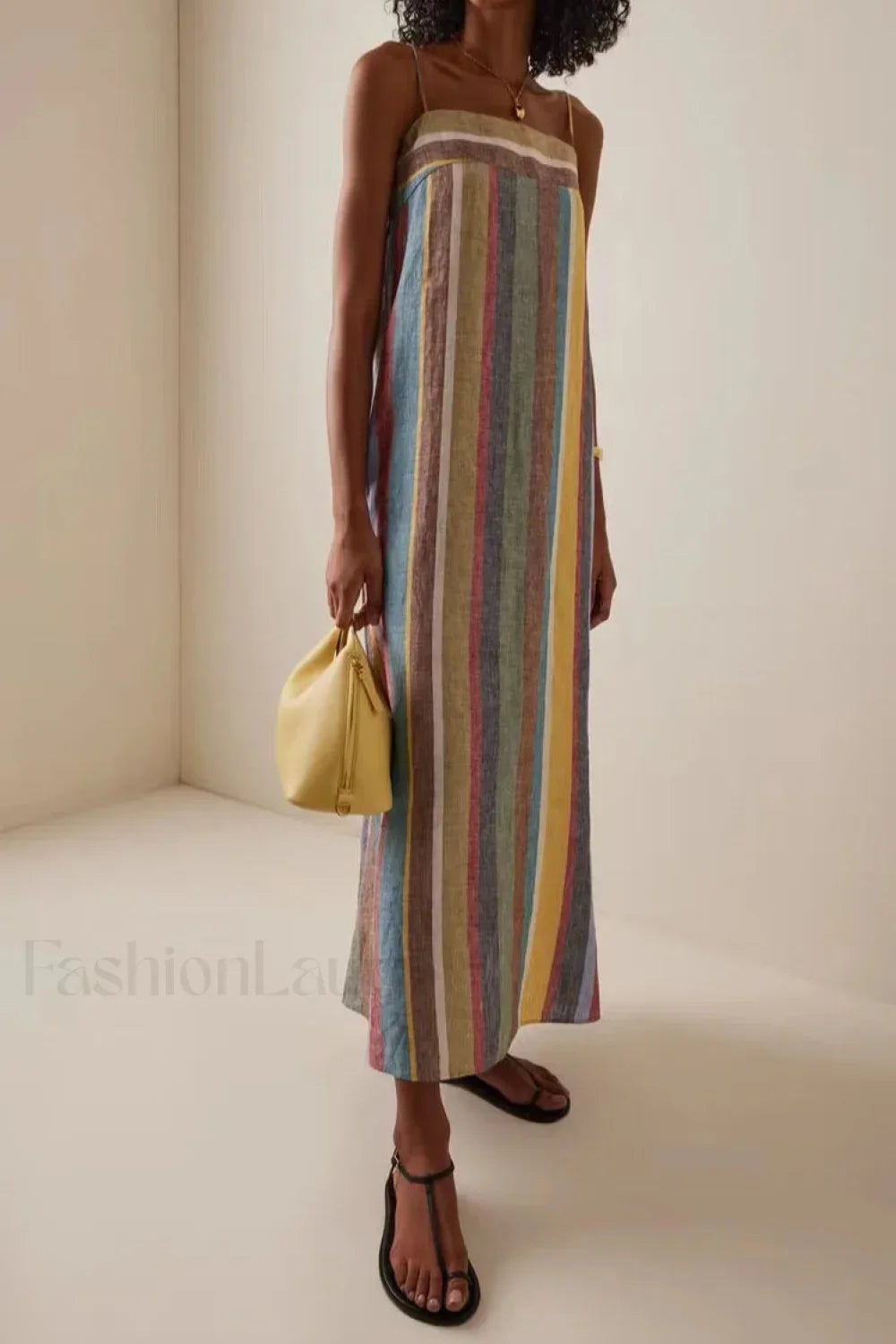 Striped Printed Strap Boho Dress