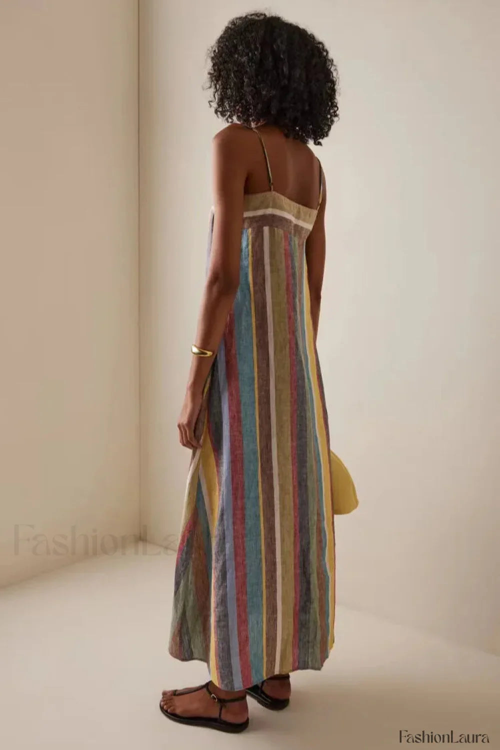 Striped Printed Strap Boho Dress