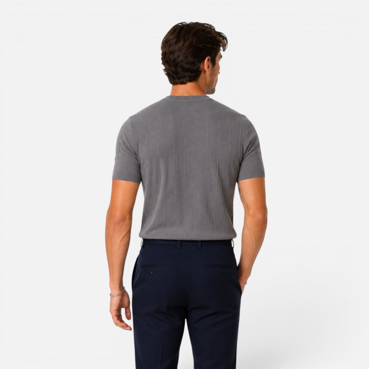 Men's Knit T-Shirt Crew Neck Short Sleeve Slim Fit
