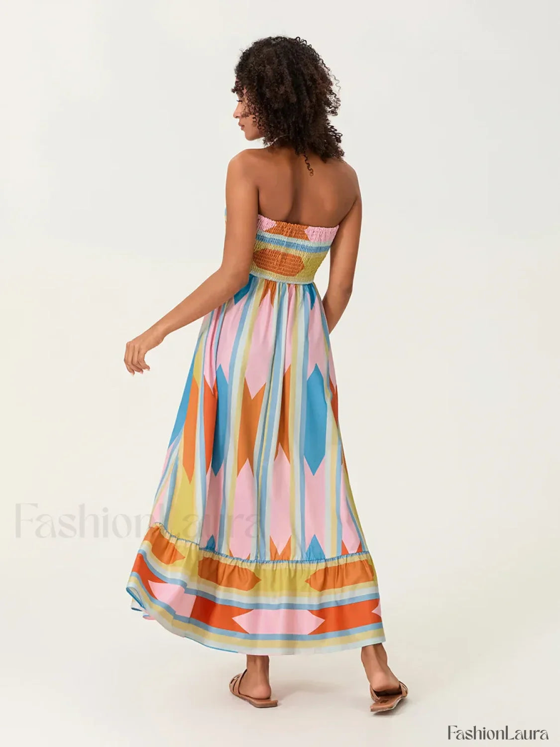 Striped Tube Top Boho Dress