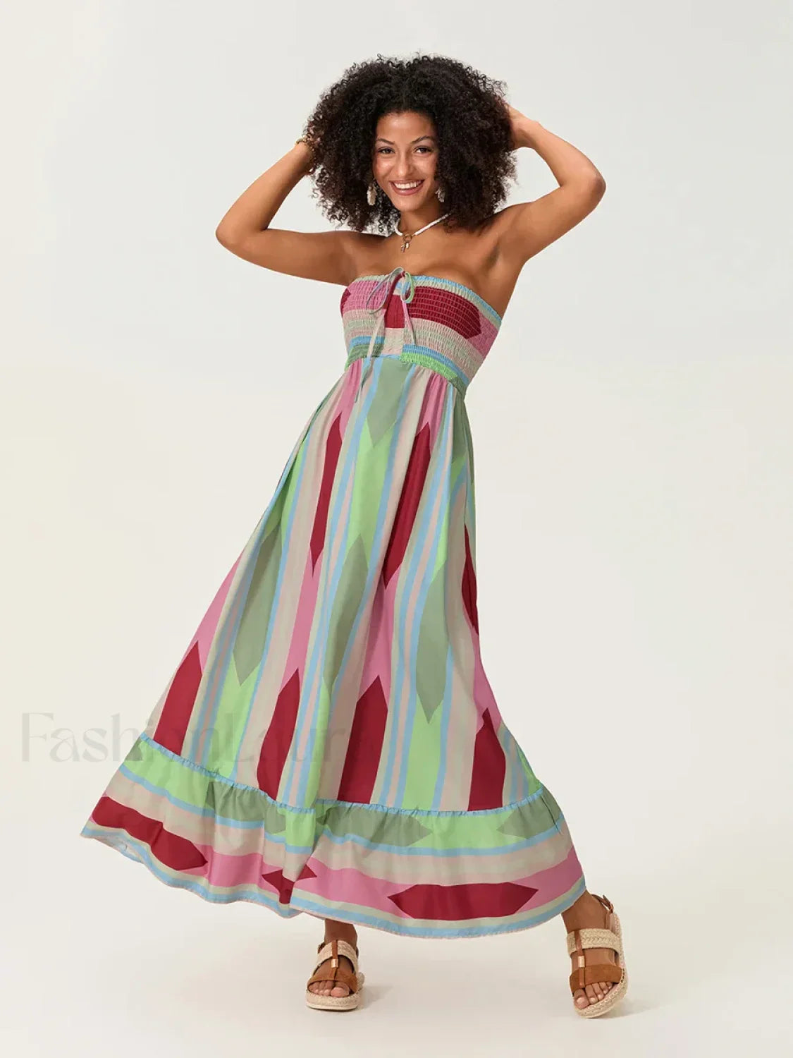 Striped Tube Top Boho Dress