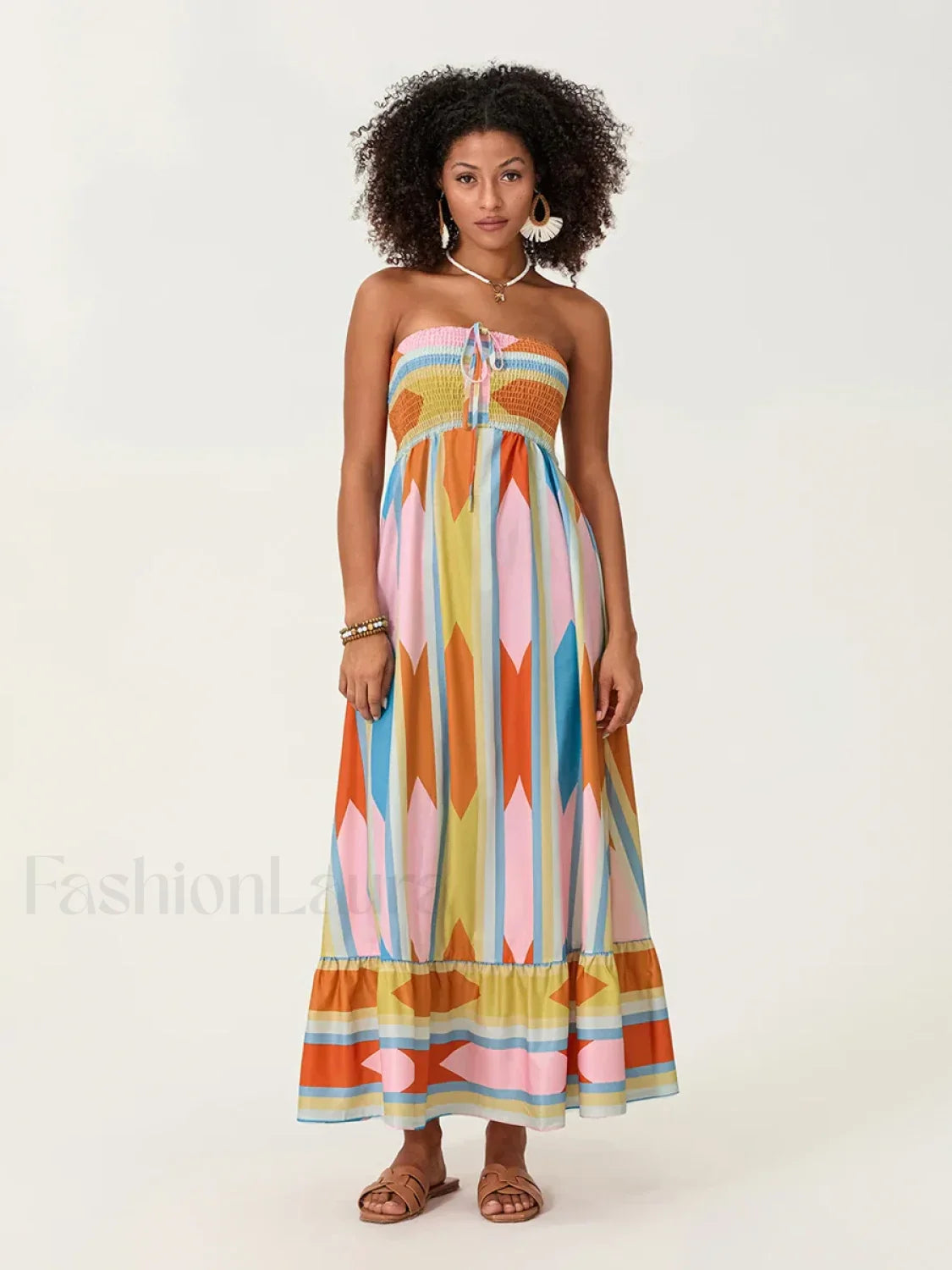 Striped Tube Top Boho Dress