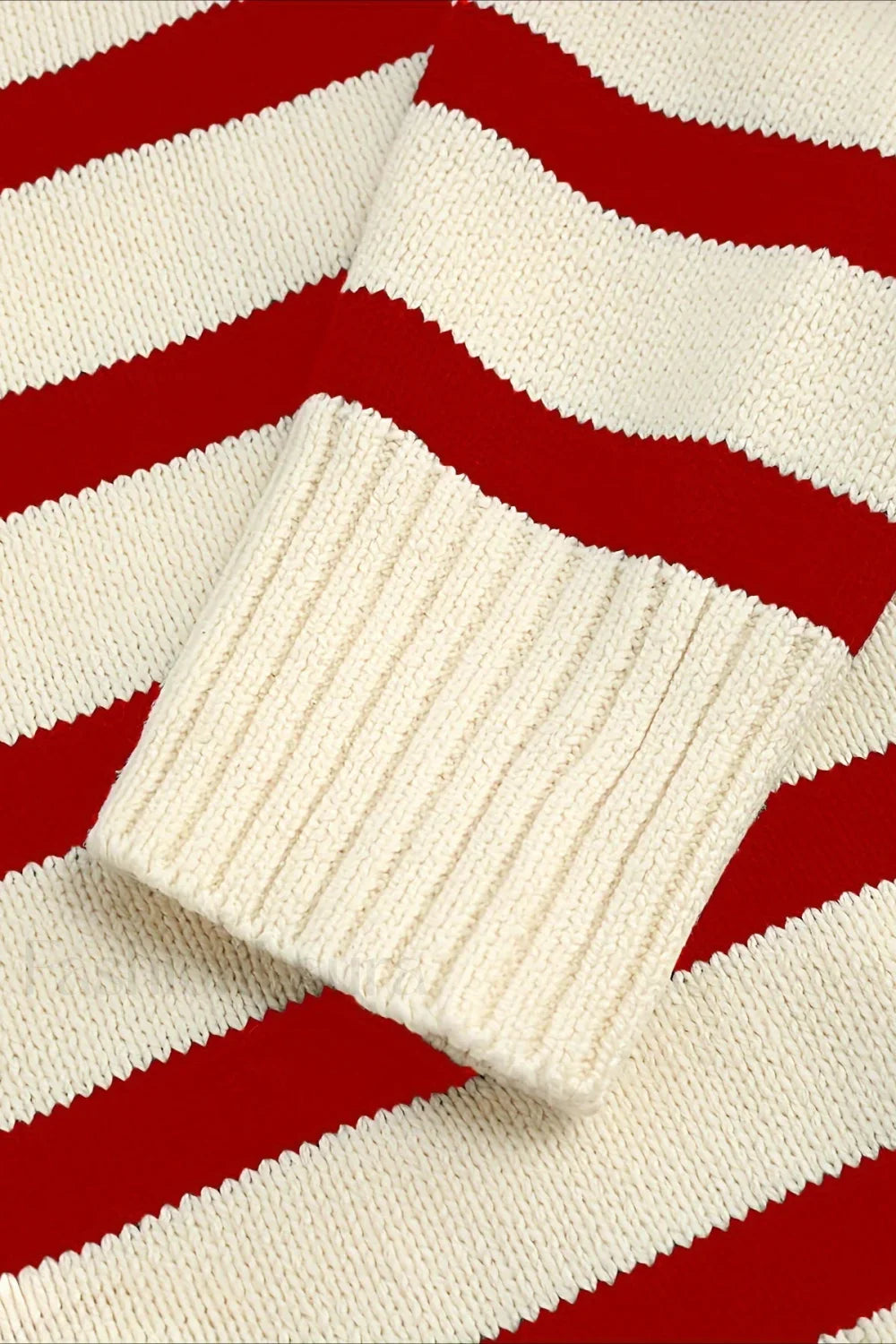 Striped Wool Collar V-Neck Sweater