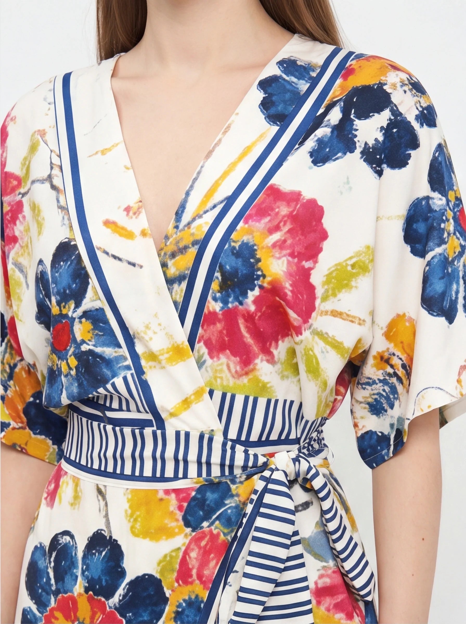 Elegant Floral Print Summer Romper with Adjustable Straps & Pockets