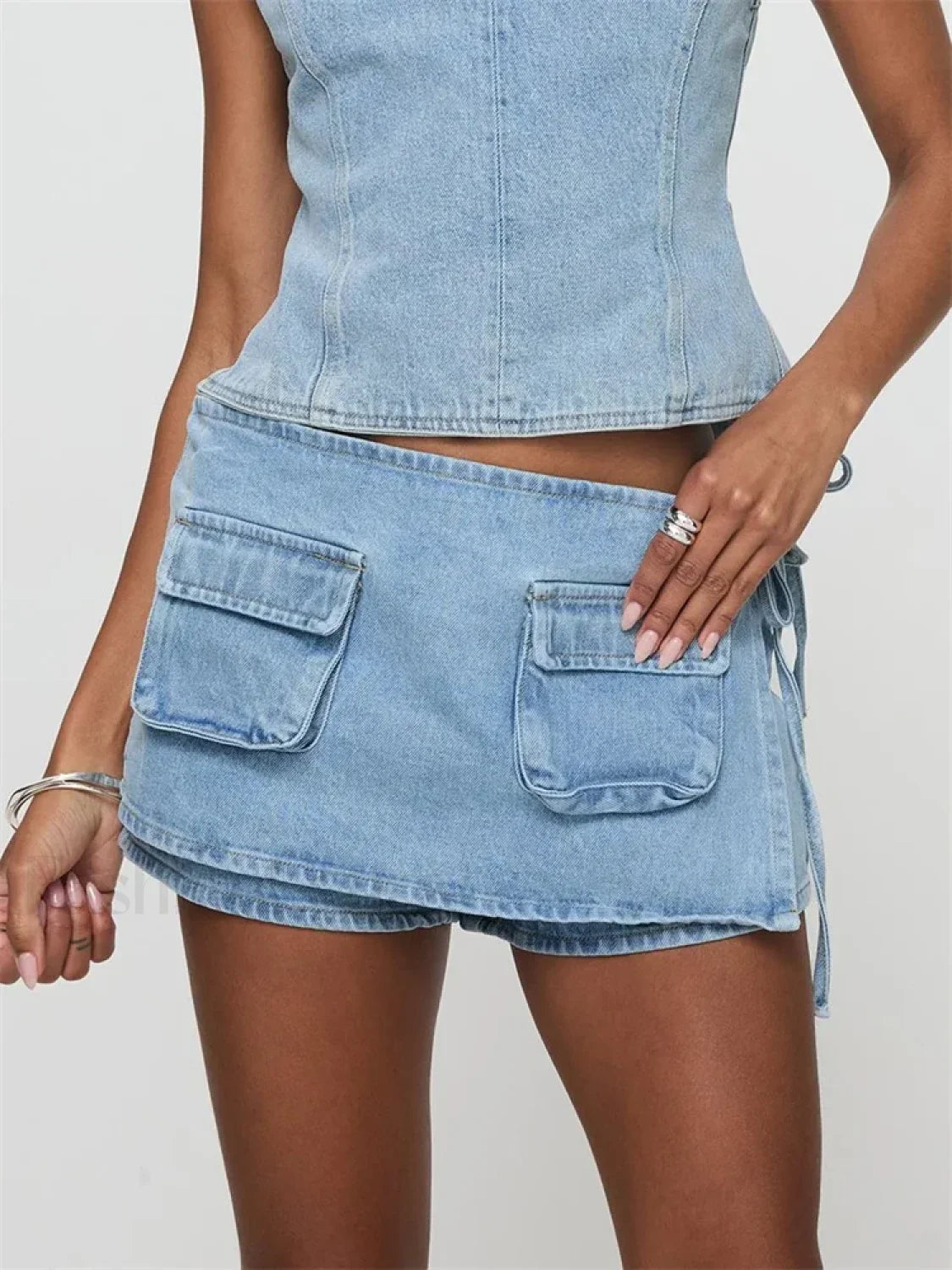 Summer Denim Slim Casual Drawstring Mini Jeans Aesthetic Short