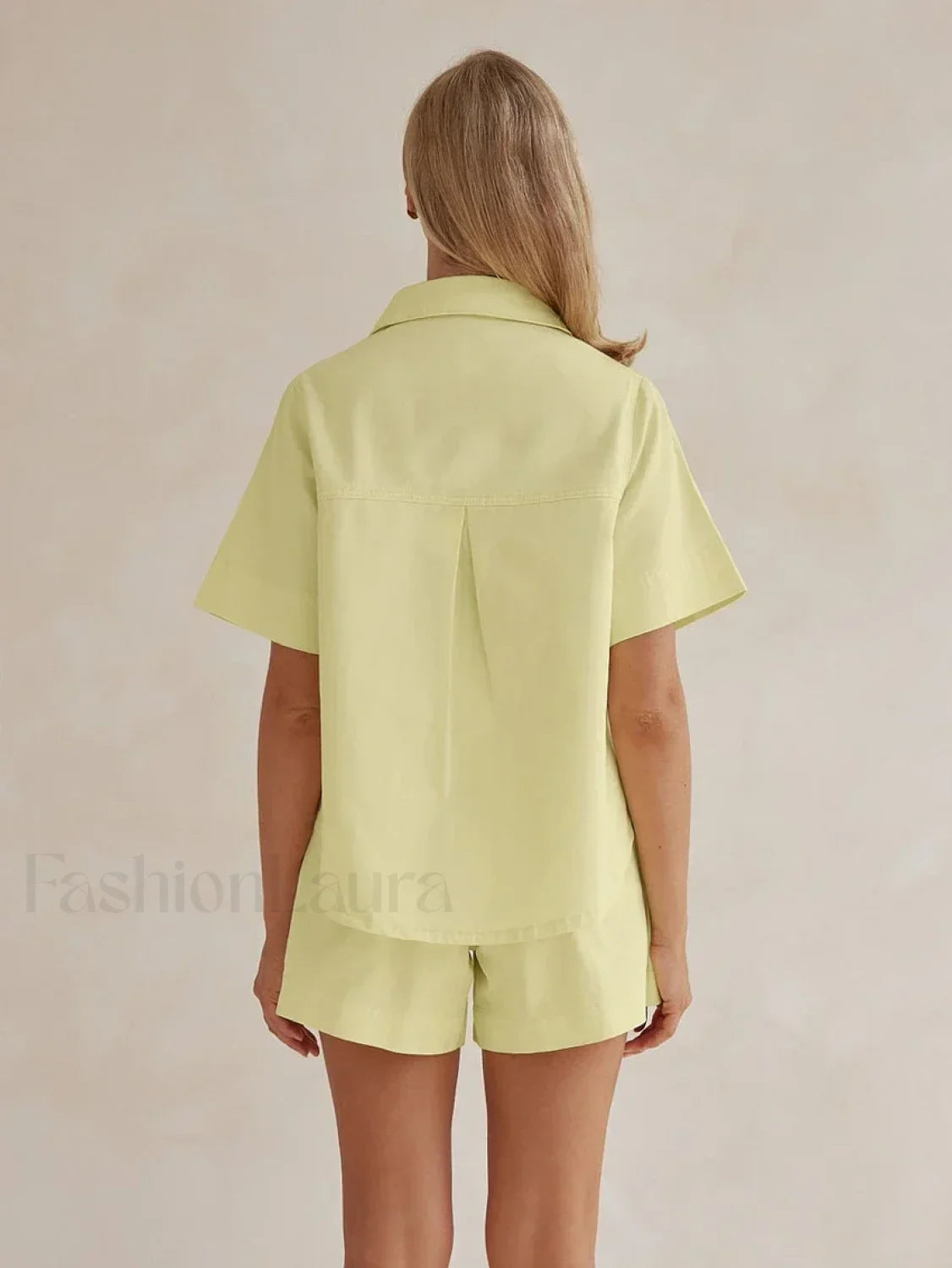 Summer Short Sleeve Pajama Shorts Two Piece Set