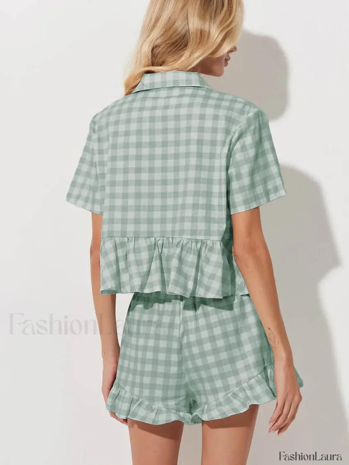 Summer Short Sleeve Pajama Shorts Two Piece Set