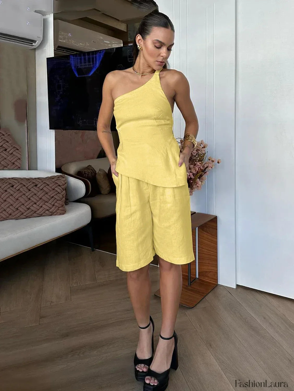 Summer Strap Pajama Shorts Two Piece Set