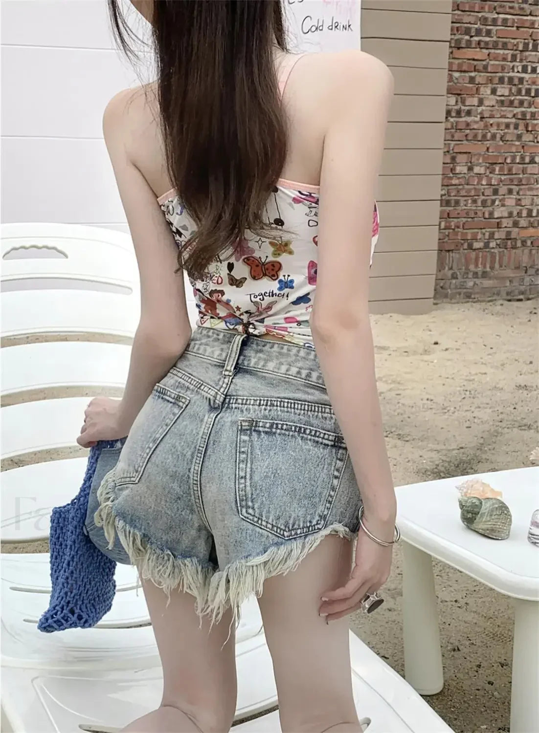 Summer Y2K Low Waist Sexy Denim Exposed Pocket Hot Pants Shorts