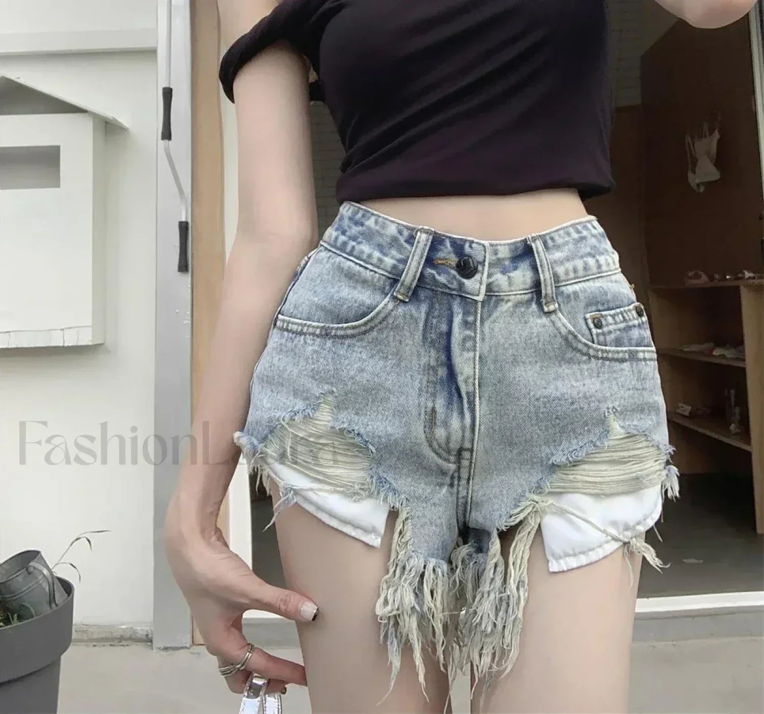 Summer Y2K Low Waist Sexy Denim Exposed Pocket Hot Pants Shorts
