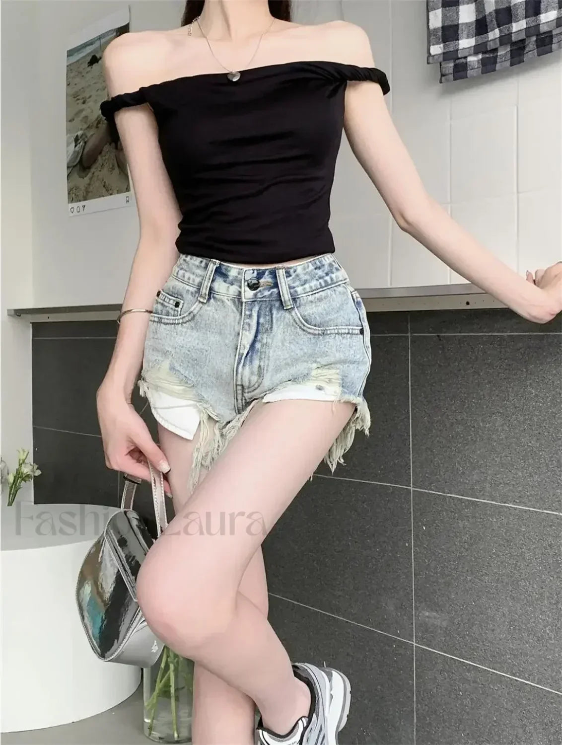 Summer Y2K Low Waist Sexy Denim Exposed Pocket Hot Pants Shorts