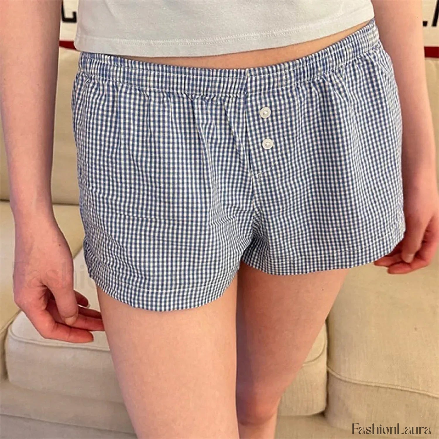 Sweet Casual Kawaii Plaid Boyshorts Lounge Aesthetic Short
